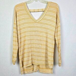Daytrip Yellow Stripe Knit Top V Neck Small